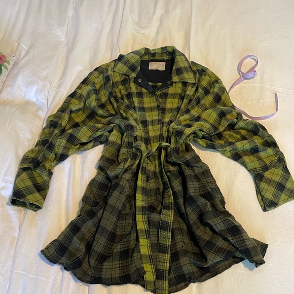 Free People Green Ombré Flannel, Shirt, Dress - Picture 3 of 4